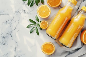 Pixel Perfect Image of High Angle Juice Bottles on Table