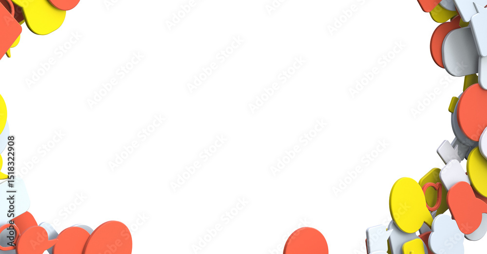 Poster 3D rendering flying email icon and web flying