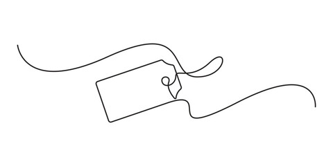 Obraz premium Price tag continuous single line drawing and minimalist style isolated outline unique vector illustration