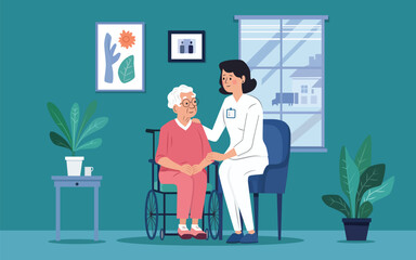 Nurse comforting an elderly patient