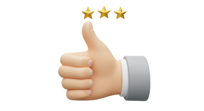 Isolated Hand with Three Stars Feedback