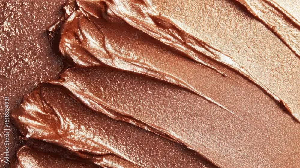 Poster a detailed view of a rich and creamy chocolate frosting on a surface