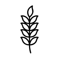 Wheat plant outline icon, isolated on white background