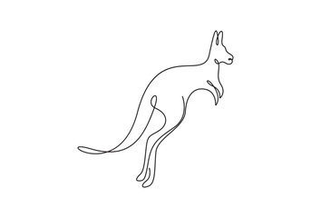 Continuous single line drawing of kangaroo. Simple one line art vector of standing kangaroo line art illustration