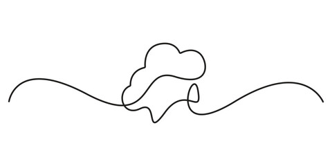 Fototapeta premium Continuous single line drawing of chef hat or cap. One line drawing vector illustration of hat chef. Chef uniform concept single line. Editable outline, Chef hat single line icon. Vector Illustration,