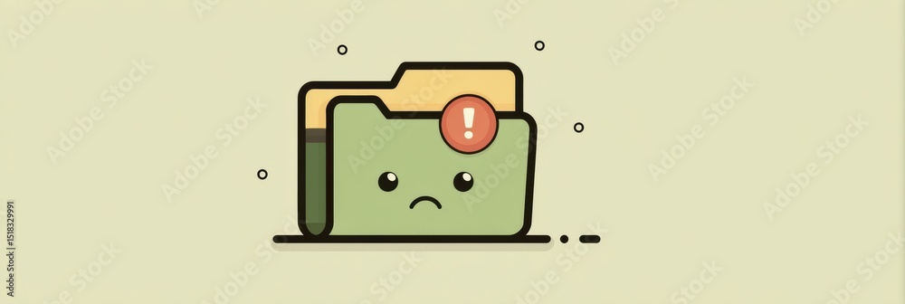 Poster Illustration of a Sad Folder Icon With an Error Badge Showing a Digital Error in a Light Background