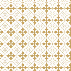 Seamless abstract geometric pattern with gold lines, squares, and shapes on white background. Ideal for fabric, wallpapers, notebooks, gift wrap, packaging, rugs, and branding.