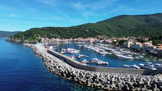 View of Marciana Marina town in Elba Island