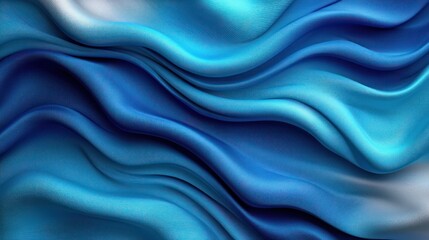 Abstract azure and cyan fabric drapes smoothly
