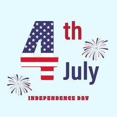 4th of July, USA independence day. National holyday. poster, banner, flyer, greeting card. Vector illustration