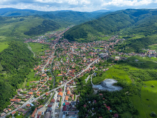 Praid village in Harghita County - Romania seen from above