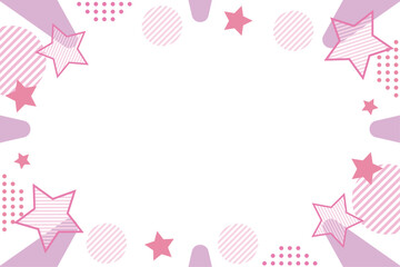 ポップでかわいい星フレームイラスト（ピンク）