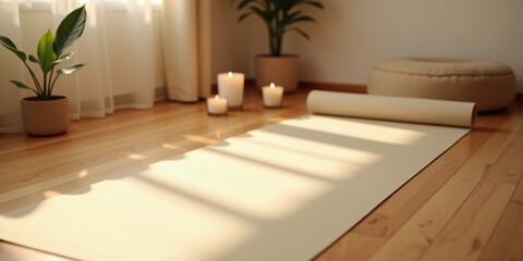 Home Workout Minimalist Setup - yoga mats, dumbbells, a water bottle	
