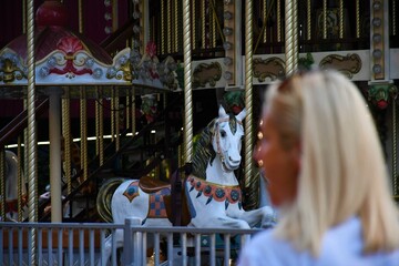 carousel horse in the park, amusement park