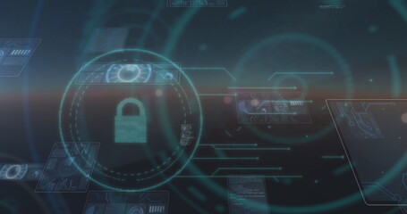 Image of data processing over dark background