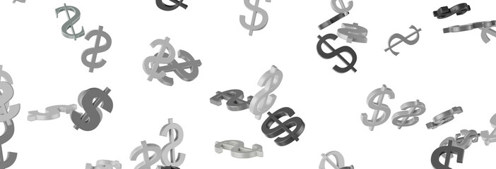 Flying money on white background.