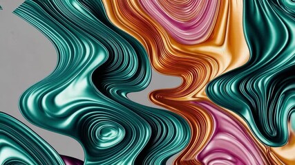 Colorful abstract swirl animation with glossy 3D flowing textures in vibrant pink, teal, and orange, evoking modern fluid art and surreal motion design - Powered by Adobe
