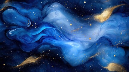 Obraz premium Abstract blue and gold cosmic swirl and stardust
