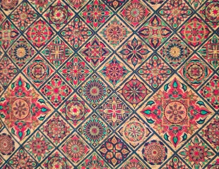 Fotobehang Colorful vintage seamless pattern with floral elements. Seamless pattern. Vintage decorative elements. Hand drawn background. Islam, Arabic, Indian, motifs. Perfect for printing © sebi_2569