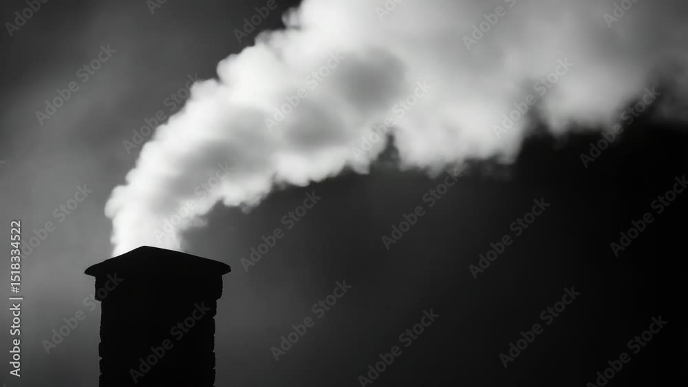 Poster a classic residential chimney with visible smoke output, suitable for use in various contexts, inclu