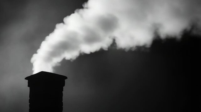 A classic residential chimney with visible smoke output, suitable for use in various contexts, including architecture and interior design