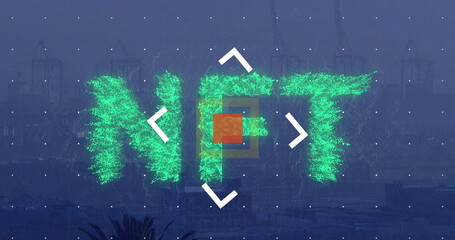 Image of nft over cityscape