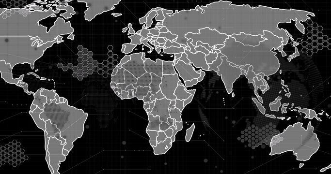 Image of network of connections over world map