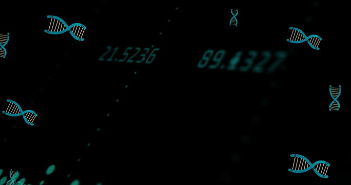 Composition of blue snowflakes forming frame with pink light trails on black background