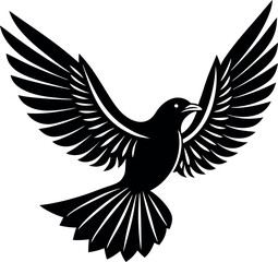 Vector Silhouette of Sparrow. 