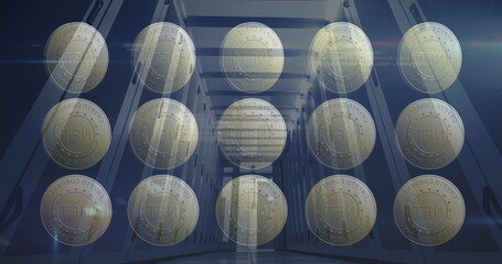 Image of coins with nft over servers