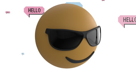 Image of social media icons falling over sunglasses emoji