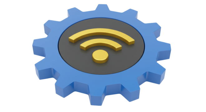 Isolated WiFi Symbol Inside Gear