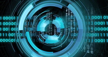 Image of scope scanning and data processing over black background