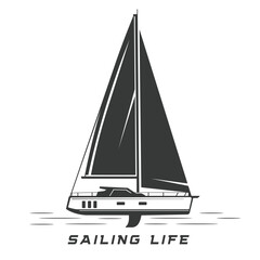 Detailed sailing boat vector art