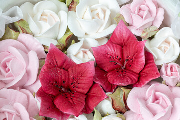 Home-made marshmallow floristry. Natural apple marshmallows, slightly sweet
