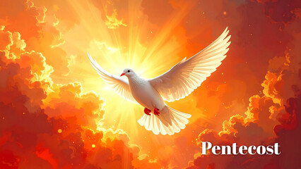 Pentecost Background with Dove, Flame and Light – Christian Symbolic Art