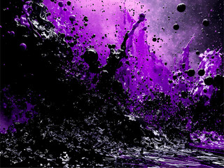 purple ink splashes on black