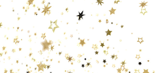 Beautiful background image of gold stars falling on white. Perfect for celebrations, holidays, and more!