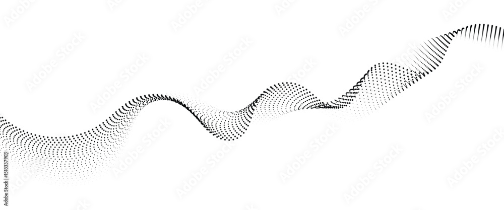 Poster Flowing Dot Wave halftone gradient pattern on transparent background