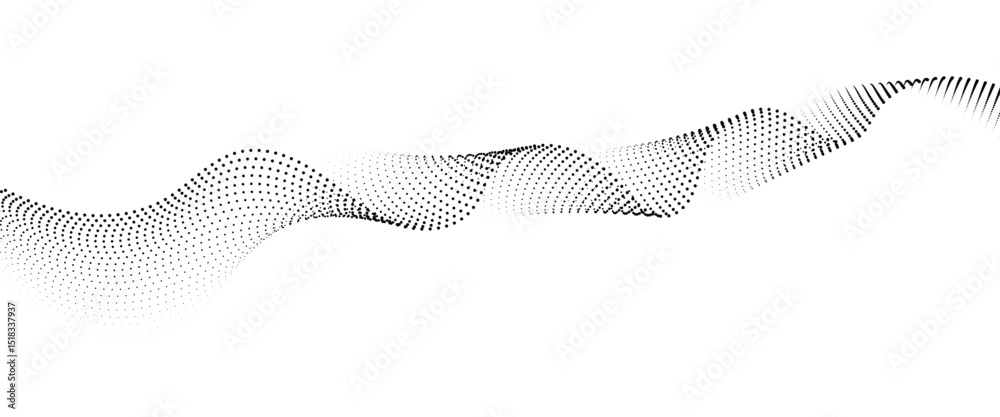 Poster Flowing Dot Wave halftone gradient pattern on transparent background