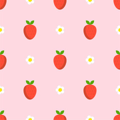 Seamless pattern with cute strawberry.