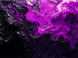 Chaotic liquid abstract explosion, vibrant purple and black fluid splatters