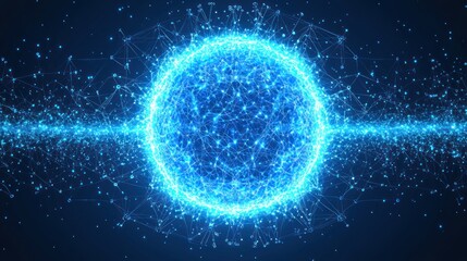 Abstract blue glowing orb of connected dots
