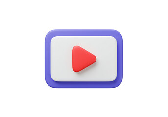 Play Button: 3D Rendered Video Icon for Websites and Apps