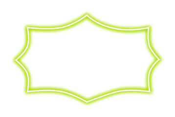 Green neon rectangle shape frame. Vivid glowing green border isolated on transparent background. Shine glow light electric green neon sign frame. Banner, Mockup, presentation, Design element, PNG