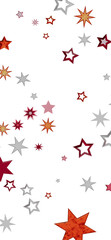 Beautiful background image of stars in red, orange, and silver on a white background.