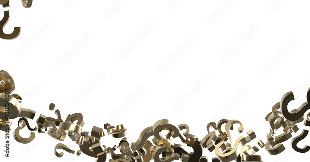 Poster infinite question marks on a plane, original three dimensional illustration.