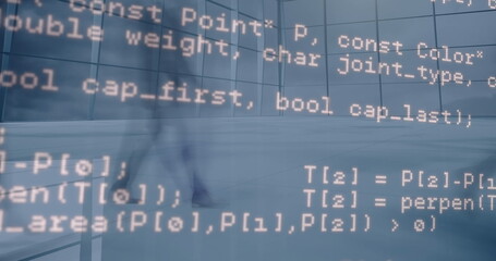 Image of data processing over timelapse with walking people