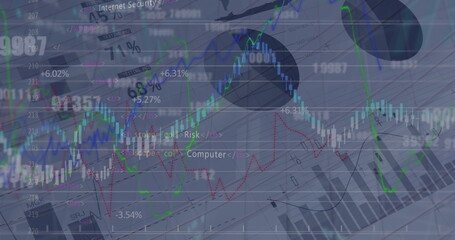 Image of graph over data processing and malware warning