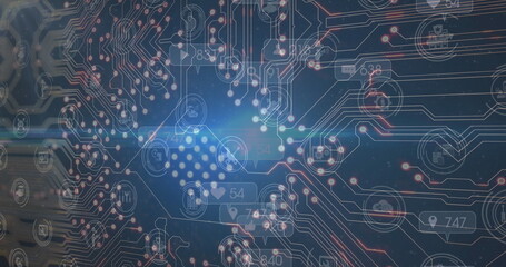 Image of social media icons over processor socket